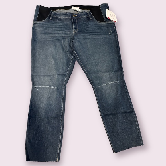 NWT Isabel Maternity 18 Distressed Medium Wash Skinny Jeans; Side Panel Pants - Picture 4 of 9